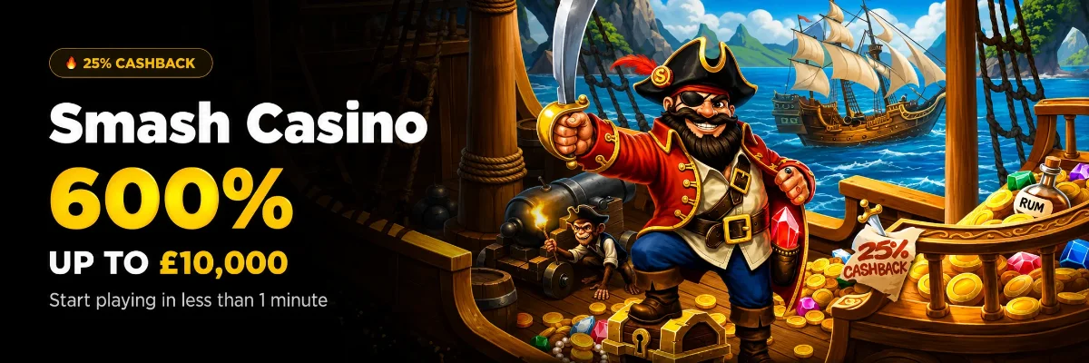 Claim your Smash Casino welcome bonus — 600% up to £10,000